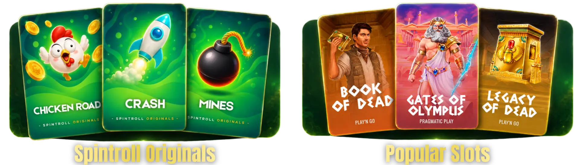 Spintroll Originals and Popular Slots: Chicken Road, Crash, Mines, Book of Dead, Gates of Olympus, Legacy of Dead